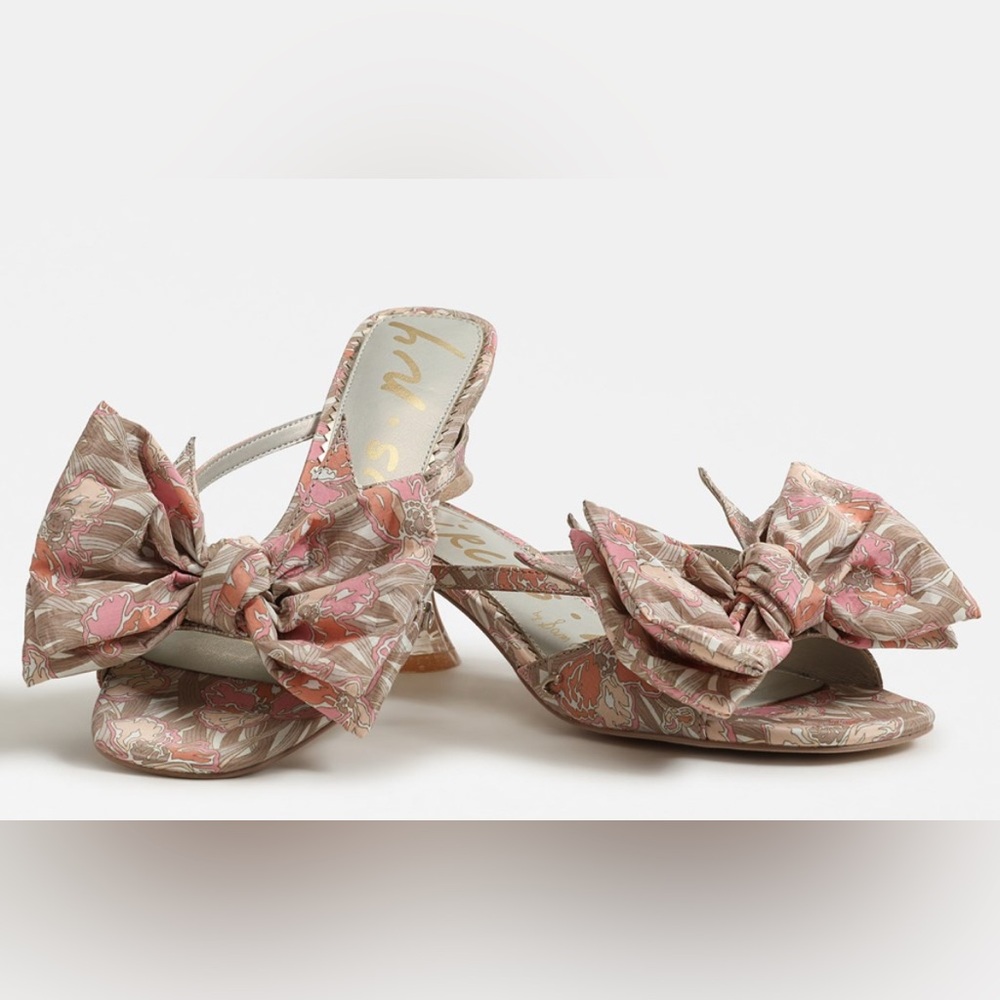 TRECUS Floral Pink and Brown Heels